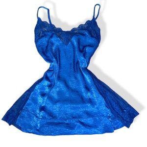 Roayl blue unbranded lace slip dress open back romantic coquette fairy large